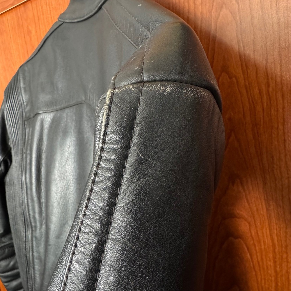 Hein Gericke Echt Leder VTG Black Leather Motorcycle Jacket 44 Lined Vented Pads - Picture 14 of 16